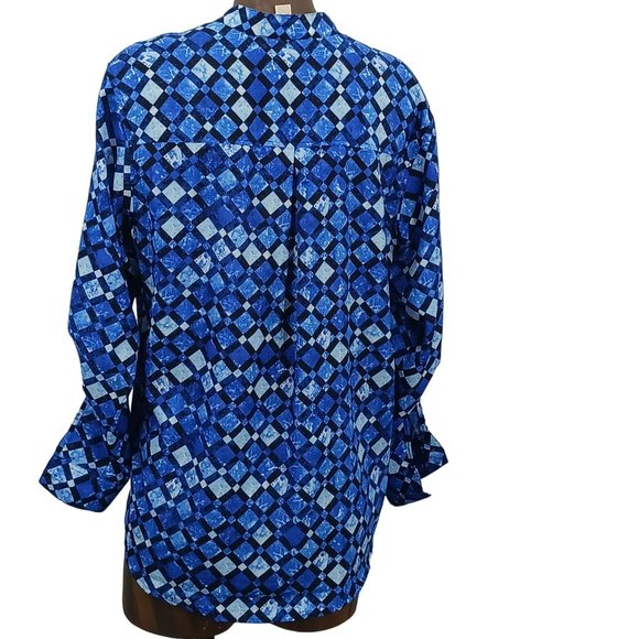 MICHAEL KORS BLUE/BLACK TOP LONG SLEEVE SIZE MEDIUM - Picture 2 of 10